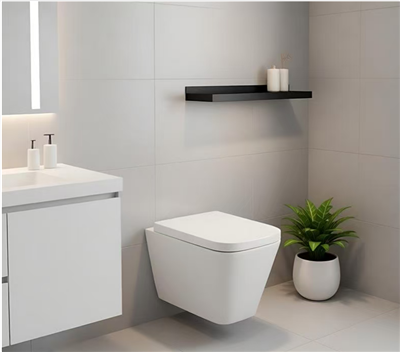 Vägghängd toalett i badrum