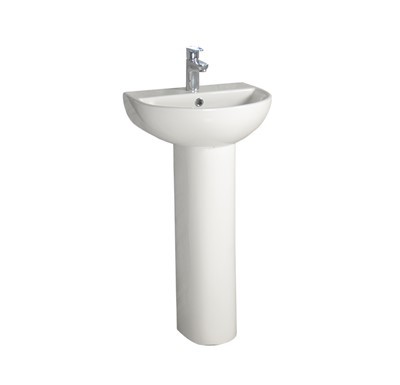 Rund piedestal bassäng vit